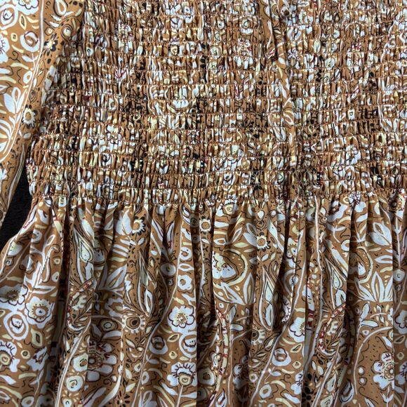 Melloday Anthropologie Women Peasant Top Sheer Floral Boho Western Large G342 - Picture 2 of 10